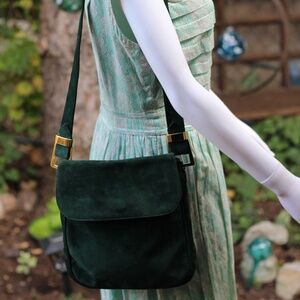Vintage Suede Leather Gorgeous Green Bag